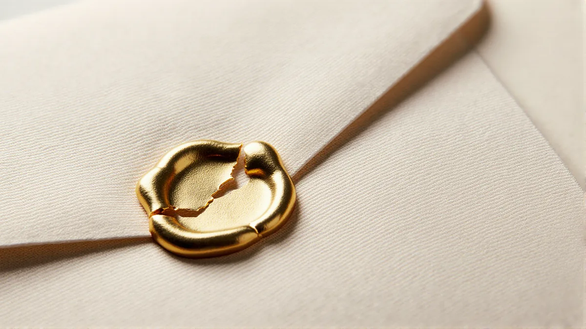 A private envelope sealed in gold